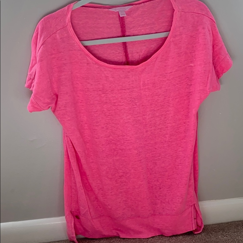 Lilly Pulitzer neon pink linen tee